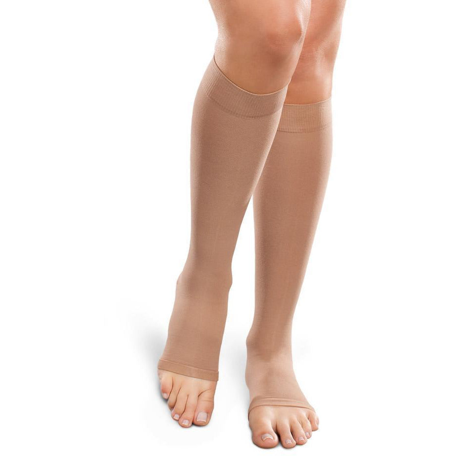 Therafirm Ease Opaco 15-20 mmHg OPEN TOE joelho alto, areia