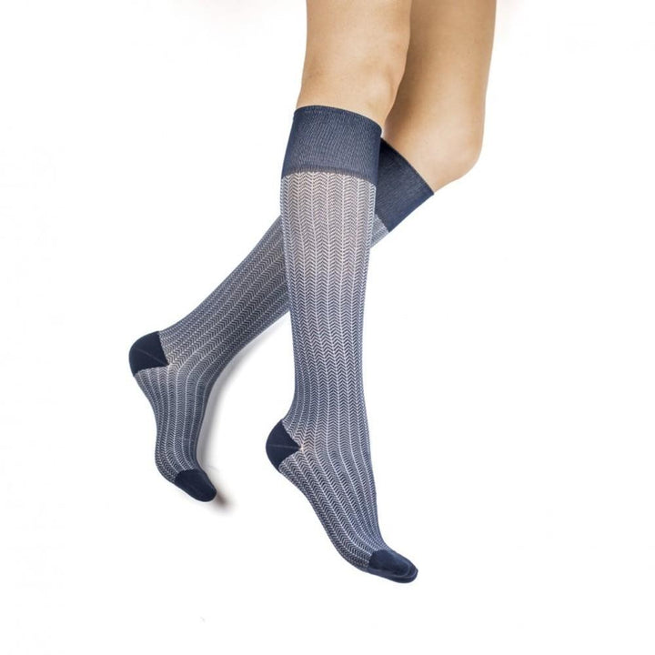 Chaussettes de compression Rejuva à chevrons 15-20 mmHg, marine