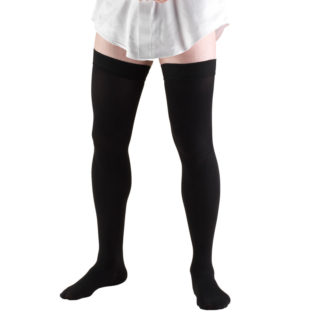 Truform Robe pour homme 20-30 mmHg, cuisse haute, noir