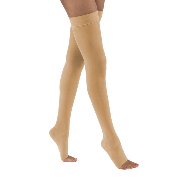 JOBST® UltraSheer Women's 20-30 mmHg OPEN TOE Thigh High w/ Silicone Dotted Top Band, Hoiney