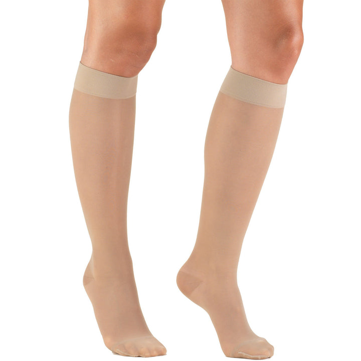 Truform Lites - Medias hasta la rodilla para mujer, 15-20 mmHg, color nude