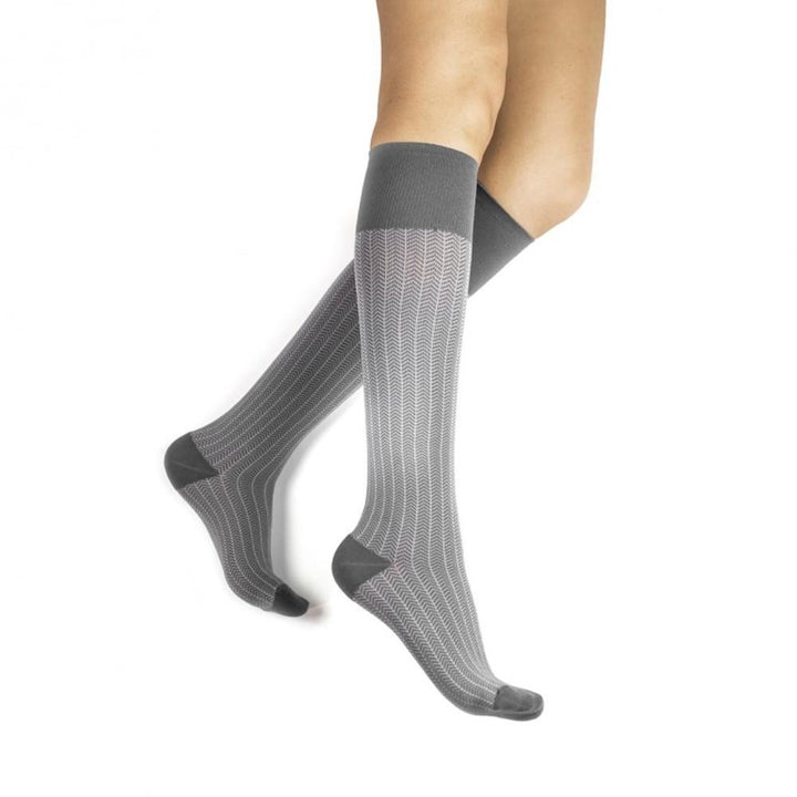 Chaussettes de compression Rejuva Herringbone 15-20 mmHg, charbon de bois