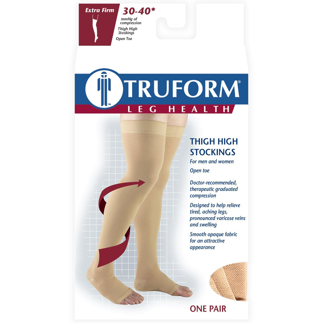 Truform 30–40 mmHg OPEN-TOE Oberschenkelhoch mit Silikonpunkt