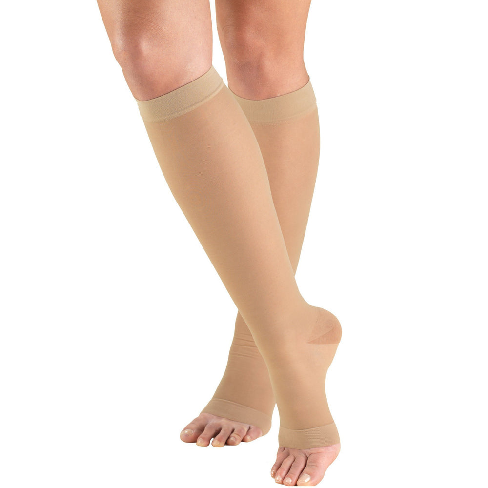 Truform Lites Botas hasta la rodilla con punta abierta para mujer, 15-20 mmHg, color nude