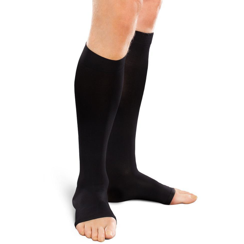 Therafirm Ease Opaque 15-20 mmHg PUNTERA ABIERTA hasta la rodilla, negro