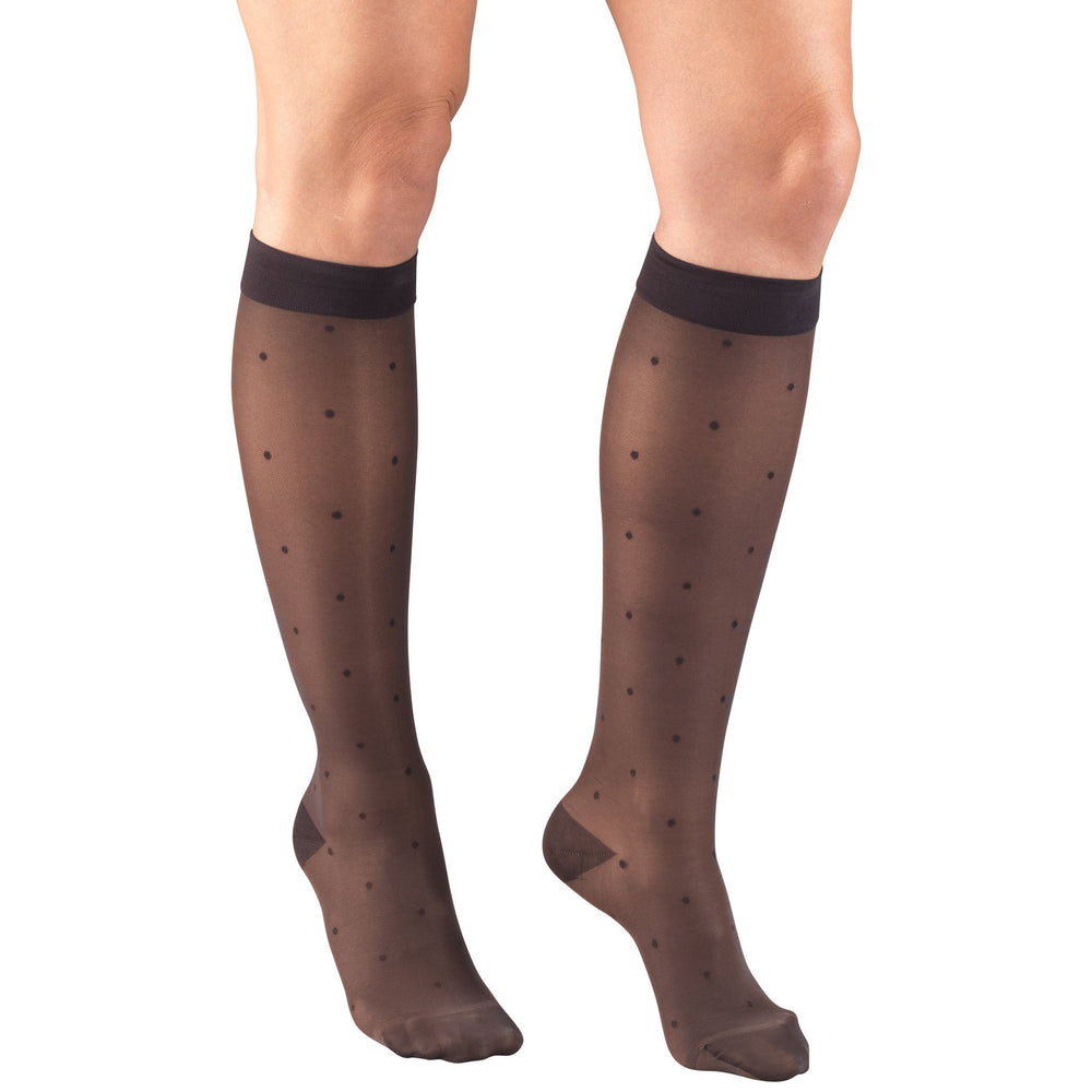 Truform Lites Chaussettes hautes Dot 15-20 mmHg pour femmes, charbon de bois