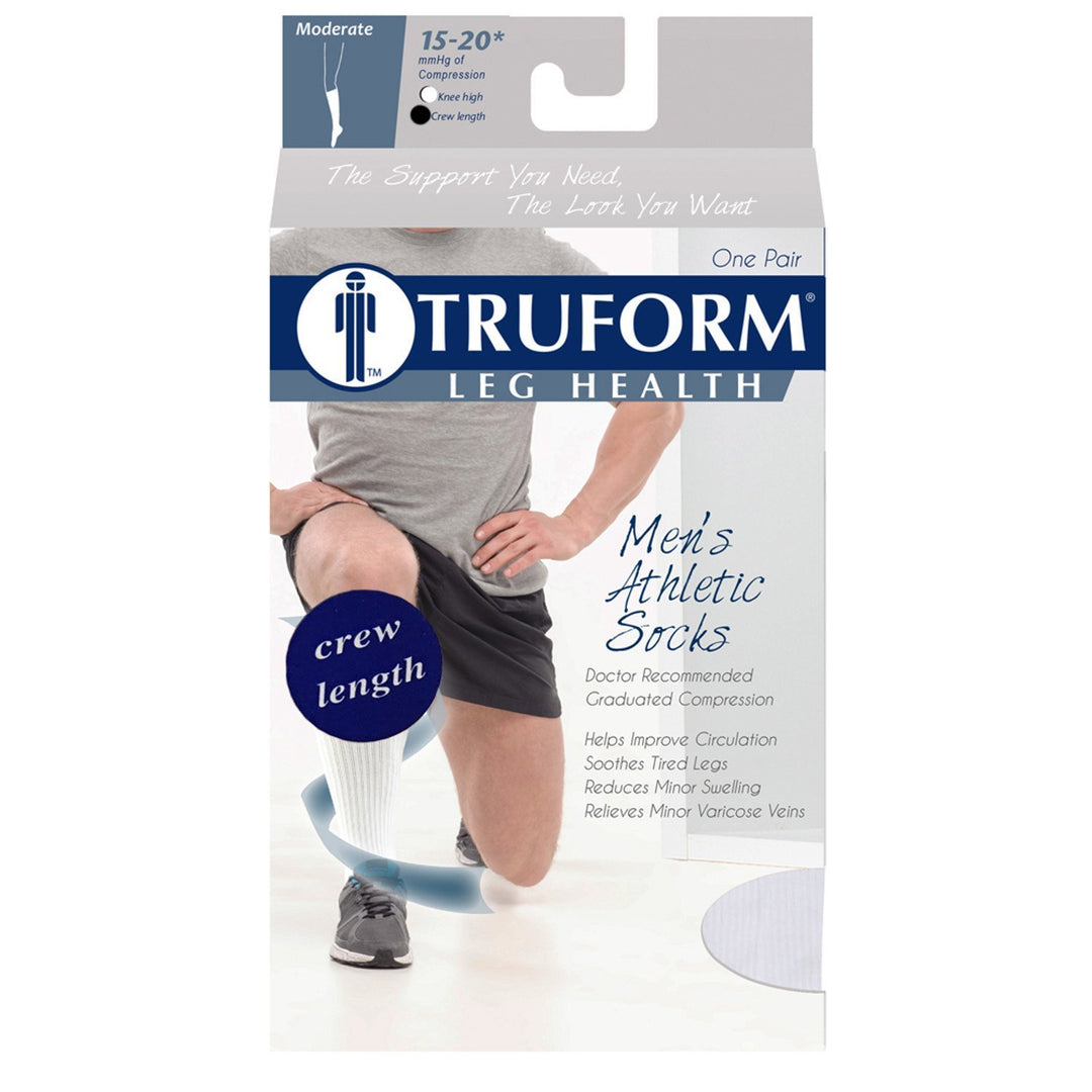 Truform Men's Athletic 15-20 mmHg Crew Sock