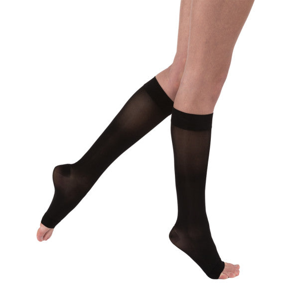 JOBST ® UltraSheer, medias hasta la rodilla con punta abierta de 15-20 mmHg para mujer, negro clásico