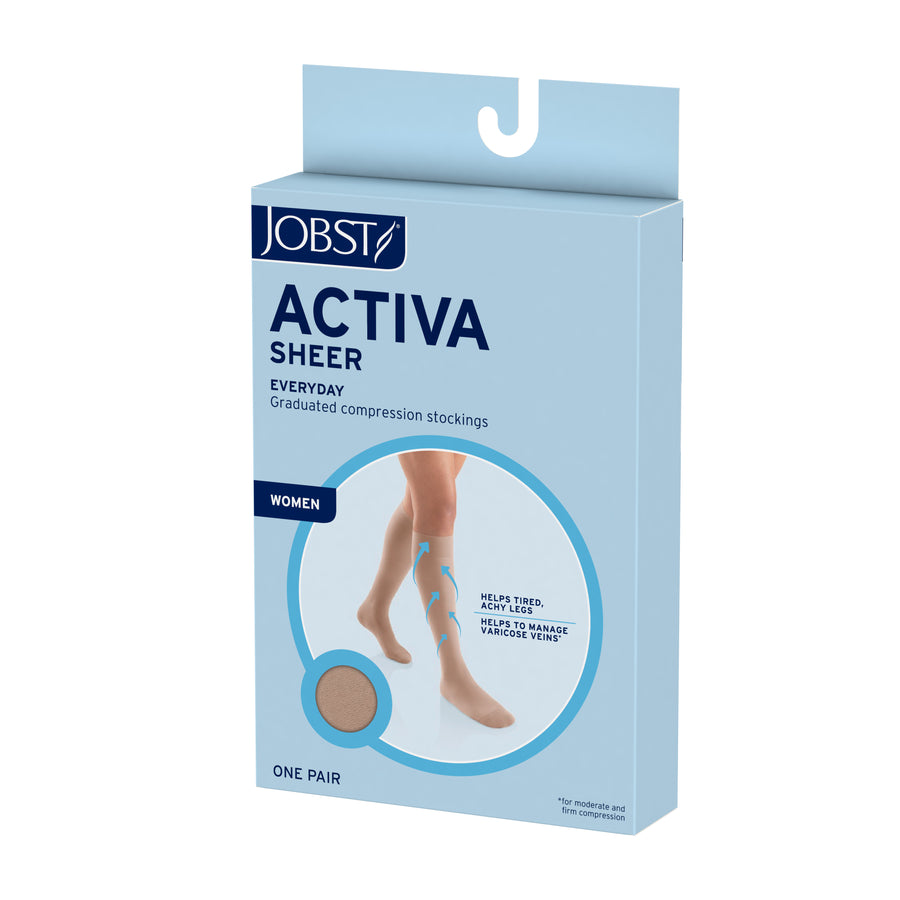 JOBST ® ACTIVA Sheer Thigh High 20-30 mmHg com faixa de renda de silicone