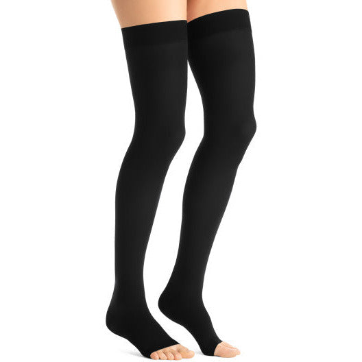 JOBST® Opaque Women's 15-20 mmHg OPEN TOE Thigh High. Classic Black