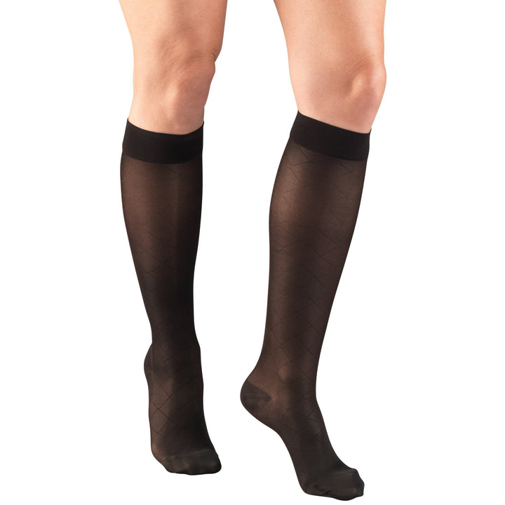 Truform Lites - Medias hasta la rodilla con diamantes de 15 a 20 mmHg para mujer, color negro