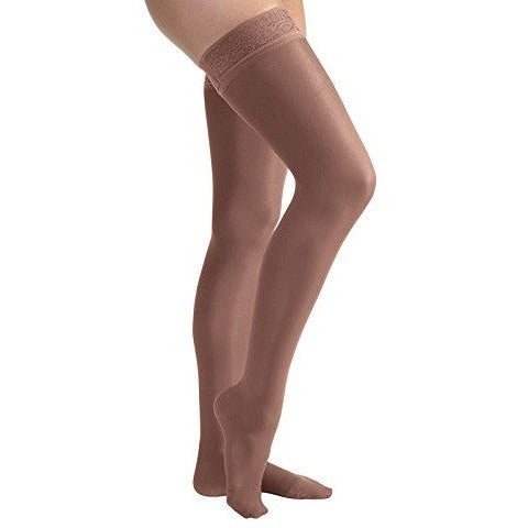 JOBST ® UltraSheer feminino 15-20 mmHg na altura da coxa com faixa superior de silicone com renda, Espresso