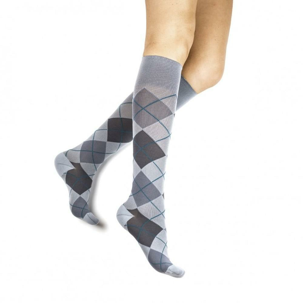 Rejuva Argyle Chaussettes de compression 15-20 mmHg, fumée