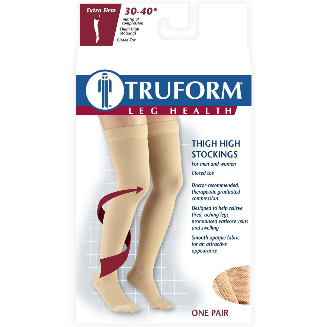 Truform 30-40 mmHg Thigh High w/ Silicone Dot Top