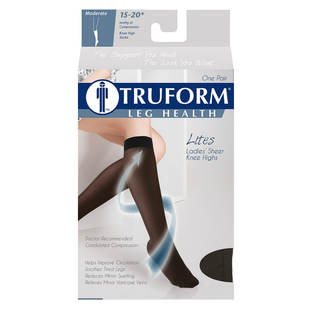 Truform Lites - Medias hasta la rodilla para mujer de 15 a 20 mmHg