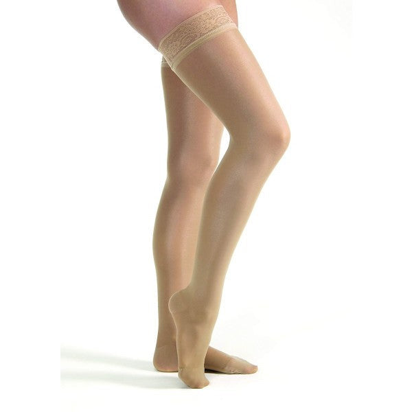 JOBST ® UltraSheer, medias hasta el muslo de 20-30 mmHg para mujer con banda superior de silicona con encaje, natural