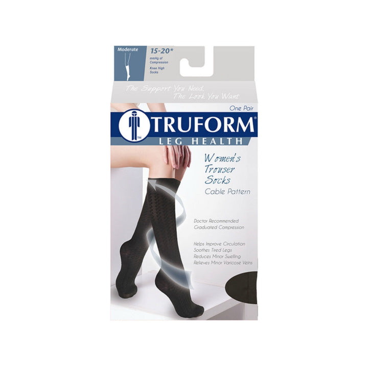 Truform Damenhose, 15–20 mmHg, Zopfmuster, kniehoch