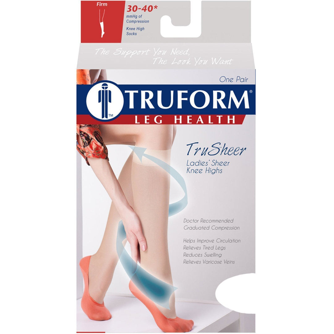 Truform TruSheer feminino 30-40 mmHg na altura do joelho