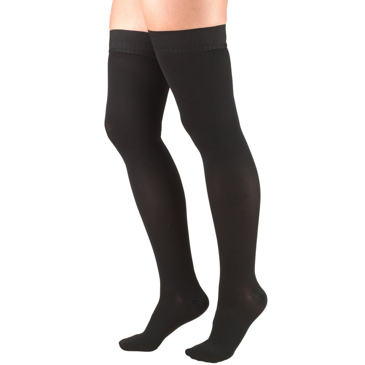 Truform 30-40 mmHg Thigh High w/ Silicone Dot Top, Black